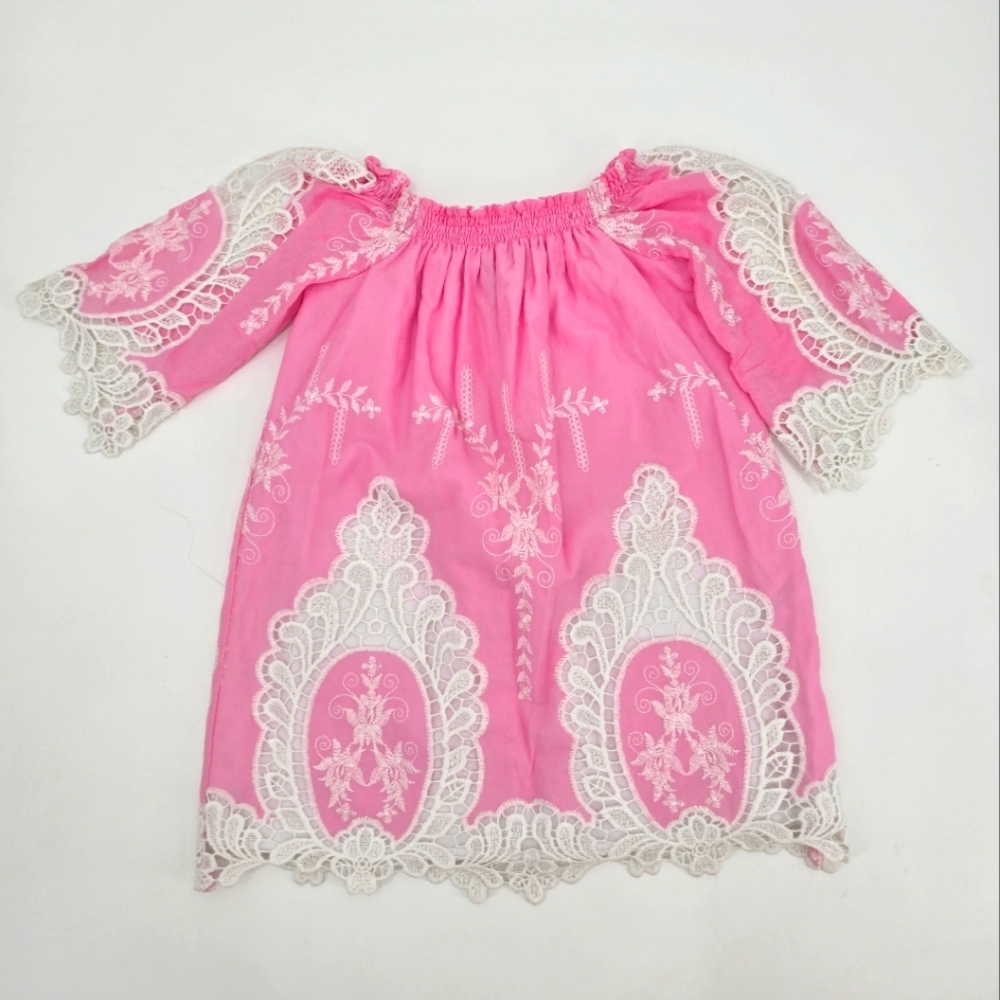 Halabaloo Girls Pink and White Lace Dress Size 2T